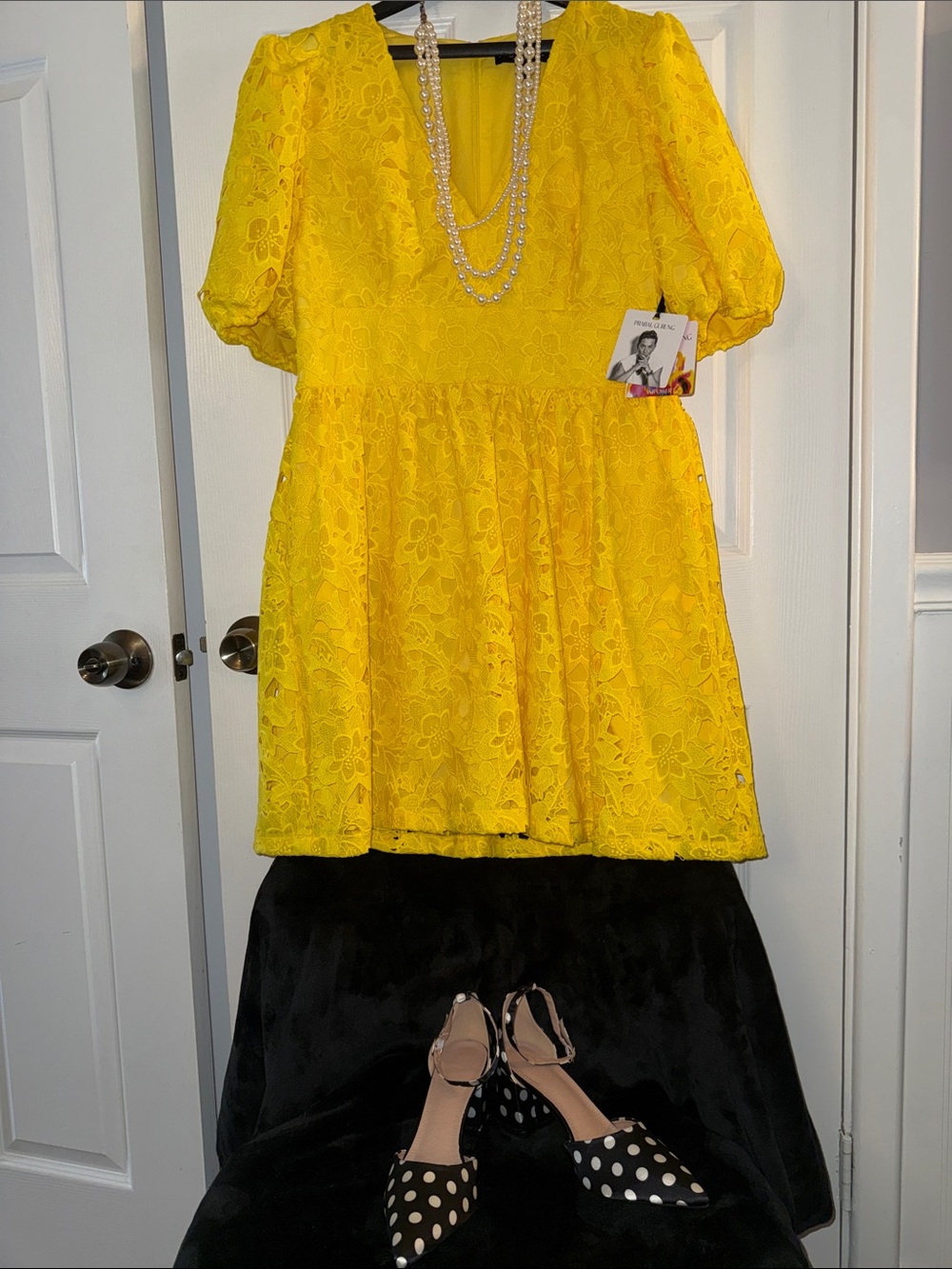 Prabal Gurung Yellow Eyelet Dress NWT Size 16 Pockets Puff Sleeve